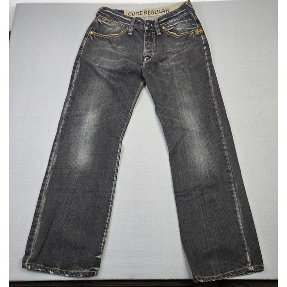 G-Star Other - G-Star Raw Core Regular Men's Black Gray Distressed Jeans Button Fly Size 30